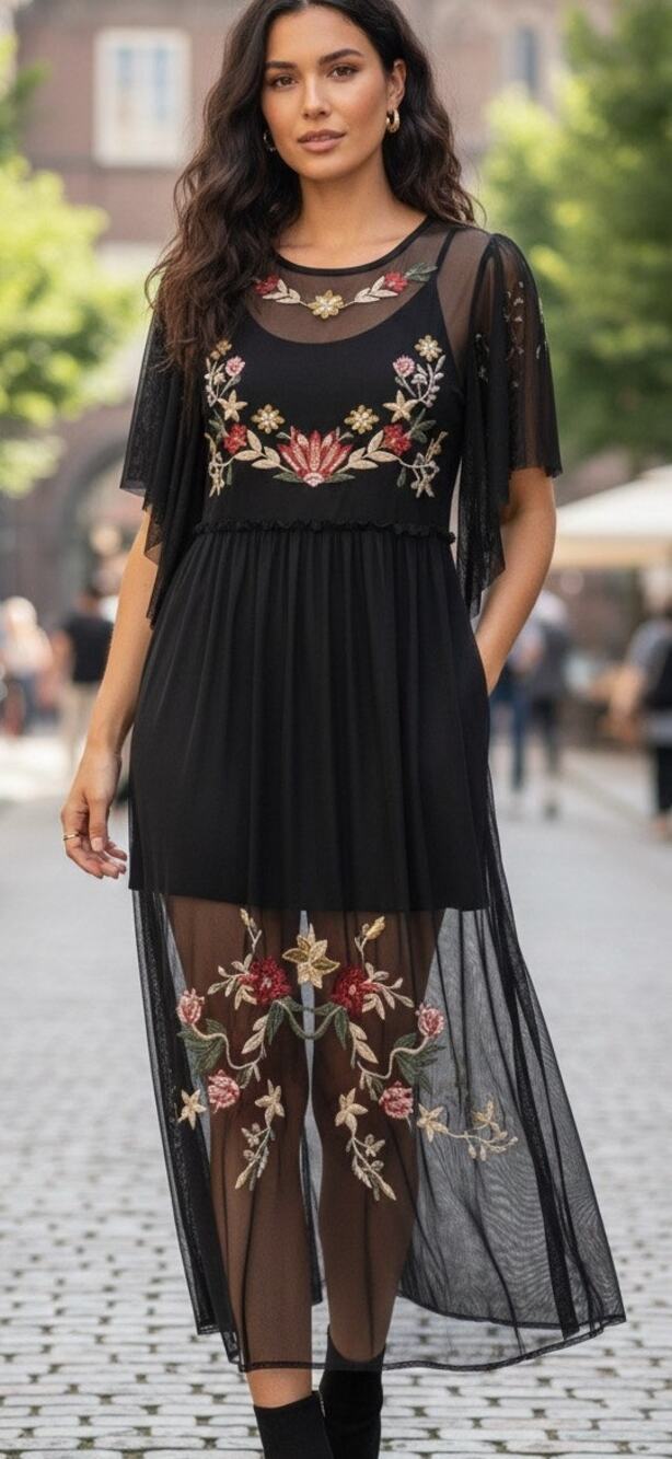 Coco & Jaimeson completely sheer mesh maxi dress